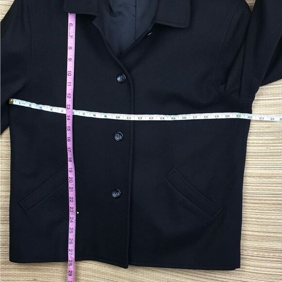 SANDRO Paris 100% Wool Classic Lightweight Shirt-collar Coat In Deep Black Sz 12 - Picture 14 of 14